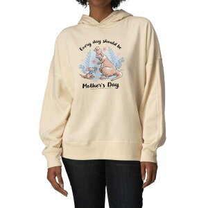 �f�B�Y�j�[ ���f�B�[�X �g�b�v�X T�V���c �X�E�F�b�g �t���[�X �p�[�J�[ Women's Disney's Winnie The Pooh Every Day Should Be Mother's Day Oversized Fleece Hoodie Sweatshirt Cream �N���[��