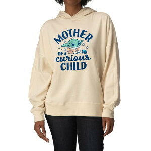 �X�^�[ �E�H�[�Y ���f�B�[�X �g�b�v�X T�V���c �X�E�F�b�g �t���[�X �p�[�J�[ Women'star Wars The Mandalorian Mother Of A Curious Child Oversized Fleece Hoodie Sweatshirt Cream �N���[��