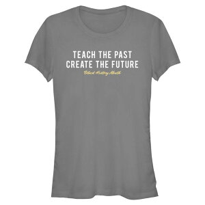 �A�j���L�����N�^�[ ���f�B�[�X �g�b�v�X T�V���c Licensed Character Juniors' Teach The Past Create The Future Short Sleeve Fitted Tee Charcoal �`���R�[��
