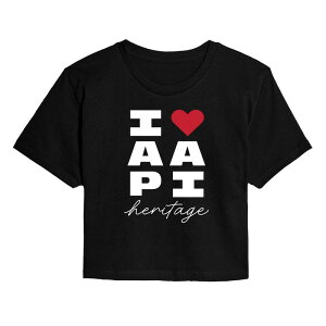 �A�j���L�����N�^�[ ���f�B�[�X �g�b�v�X T�V���c �N���b�v�h Licensed Character Juniors' I Heart AAPI Heritage Cropped Tee Black �u���b�N