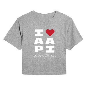 �A�j���L�����N�^�[ ���f�B�[�X �g�b�v�X T�V���c �N���b�v�h Licensed Character Juniors' I Heart AAPI Heritage Cropped Tee Heather Gray �O���[