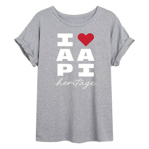 �A�j���L�����N�^�[ ���f�B�[�X �g�b�v�X T�V���c Licensed Character Juniors' I Heart AAPI Heritage Oversized Tee Heather Gray �O���[