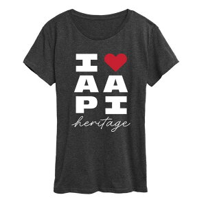 �A�j���L�����N�^�[ ���f�B�[�X �g�b�v�X T�V���c �O���t�B�b�N Licensed Character Women's I Heart AAPI Heritage Graphic Tee Heather Charcoal �`���R�[��