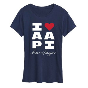 �A�j���L�����N�^�[ ���f�B�[�X �g�b�v�X T�V���c �O���t�B�b�N Licensed Character Women's I Heart AAPI Heritage Graphic Tee Navy �l�C�r�[