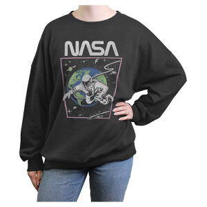�A�j���L�����N�^�[ ���f�B�[�X �g�b�v�X T�V���c �t���[�X �O���t�B�b�N Licensed Character Juniors' NASA Spaceman Graphic Long Sleeve Fleece Charcoal �`���R�[��
