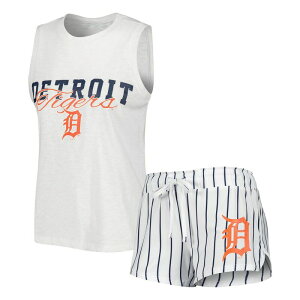 �A���u�����f�b�h ���f�B�[�X �A���_�[�E�F�A �i�C�g�E�F�A �V���[�g�p���c Unbranded Women's Conceptsport White Detroitigers Reel Pinstripe Tank Top & Shortsleep Setgr White �z���C�g