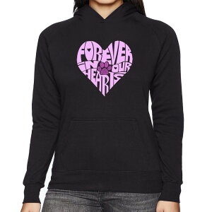 �G���G�[�|�b�v�A�[�g ���f�B�[�X �g�b�v�X T�V���c �X�E�F�b�g LA Pop Art Forever In Our Hearts - Women's Word Art Hooded Sweatshirt Black �u���b�N