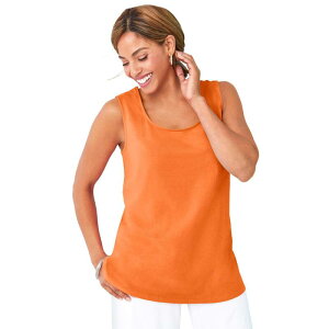 �W�F�V�J�����h�� ���f�B�[�X �g�b�v�X T�V���c �v���X�T�C�Y �R�b�g�� Jessica London Women's Plusize Stretch Cotton Horseshoe Neck Tank Orange Twist �I�����W