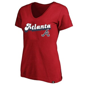 �A���u�����f�b�h ���f�B�[�X �g�b�v�X T�V���c V�l�b�N �O���t�B�b�N Unbranded Women's '47 Atlanta Braves Frankie Bubble Script Short Sleeve V-Neck Graphic Tee No Color
