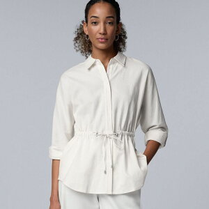 ���F���E�H�� ���f�B�[�X �g�b�v�X �V���c ���l�� Women'simply Vera Wang Linen Tie Waistunic White Knight �z���C�g