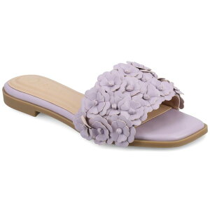 �W���[�j�[ ���f�B�[�X �V���[�Y �T���_�� �t�����[�� �t�����[ Journee Women's Azalea Floral Embellished Square Toe Flat Sandals Lilac ���C���b�N