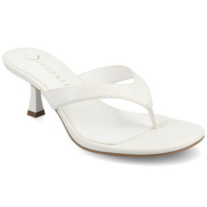 �W���[�j�[ ���f�B�[�X �V���[�Y �T���_�� �q�[�� Journee Women's Danielle Kitten Heel Thong Sandals White �z���C�g