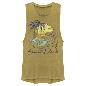 �f�B�Y�j�[ ���f�B�[�X �g�b�v�X T�V���c Disney's The Little Mermaid Juniors' Ariel Beach Muscle Tank Top Gold Heather �w�U�[