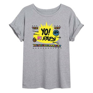 �A�j���L�����N�^�[ ���f�B�[�X �g�b�v�X T�V���c �O���t�B�b�N Licensed Character Juniors' MTV Yo MTV Raps Crazy 80's Oversized Graphic Tee Gray �O���[