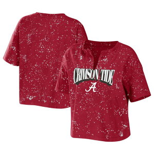 �E�F�A �o�C �G���� �A���h���[�Y ���f�B�[�X �g�b�v�X T�V���c Women's WEAR by Erin Andrews Crimson Alabama Crimson Tide Bleach Wash Splatter Notch Neck T-Shirt Ala Red ���b�h