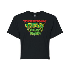 �y���������z �A�j���L�����N�^�[ ���f�B�[�X T�V���c �g�b�v�X Juniors' Teenage Mutant Ninja Turtles Mutant Mayhem Cropped Graphic Tee Black