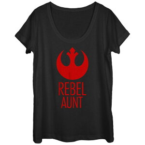 �A�j���L�����N�^�[ ���f�B�[�X �g�b�v�X T�V���c ���S �O���t�B�b�N Licensed Character Juniors' Star Wars Rebel Aunt Rebelogo Scoop Neck Graphic Tee Black �u���b�N