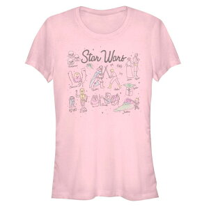 �A�j���L�����N�^�[ ���f�B�[�X �g�b�v�X T�V���c Licensed Character Juniors' Star Wars Return of the Jedi Characters Doodles Fitted Tee Light Pink �s���N