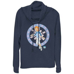 �A�j���L�����N�^�[ ���f�B�[�X �g�b�v�X T�V���c �O���t�B�b�N Licensed Character Women's Ben 10 Gwen Snowflakes Cowlneck Graphic Lightweight Long Sleeve Navy �l�C�r�[