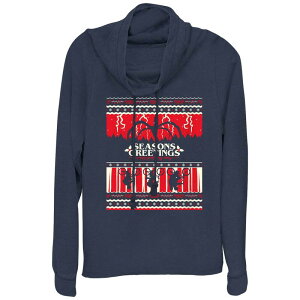 �A�j���L�����N�^�[ ���f�B�[�X �g�b�v�X T�V���c �_�E�� �O���t�B�b�N Licensed Character Women'stranger Thingseason's Greeting From The Upside Down Cowlneck Graphic Lightweight Long Sleeve Navy �l�C�r�[