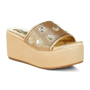 �����h�����O ���f�B�[�X �V���[�Y �T���_�� London Rag Rhinestone Women's Flatform Sandals Gold �S�[���h