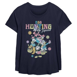 �A�j���L�����N�^�[ ���f�B�[�X �g�b�v�X T�V���c �v���X�T�C�Y Licensed Character Plusize Disney Egg Hunting Squad Short Sleeve Scoop Hem Flow Tee Navy �l�C�r�[