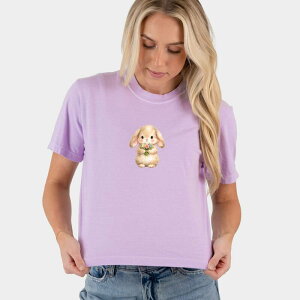 Simply Sage Market ���f�B�[�X �g�b�v�X T�V���c �O���t�B�b�N Simply Sage Market Easter Bunny Watercolor - Women's Boxy Crop Top Graphic T-Shirt Orchid