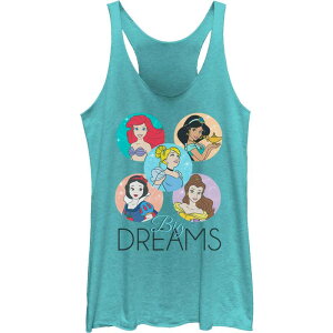�f�B�Y�j�[ ���f�B�[�X �g�b�v�X T�V���c Juniors' Disney's Princess Big Dreams Sparkle Character Bubbles Tank Top Tahiti Blue �u���[