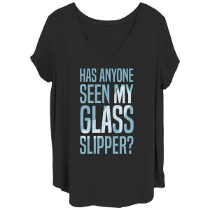 �f�B�Y�j�[ ���f�B�[�X �g�b�v�X T�V���c �v���X�T�C�Y Disney's Cinderella Has Anyone Seen My Glasslipper Juniors' Plus Blue Tee Black �u���b�N