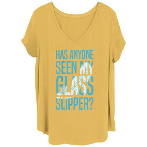 �f�B�Y�j�[ ���f�B�[�X �g�b�v�X T�V���c �v���X�T�C�Y Disney's Cinderella Has Anyone Seen My Glasslipper Juniors' Plus Blue Tee Ochre �u���[