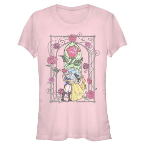 �f�B�Y�j�[ ���f�B�[�X �g�b�v�X T�V���c Disney's Juniors' Beauty And the Beastained Glass Dance Scene Fitted Tee Light Pink �s���N