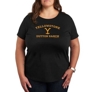 �A�j���L�����N�^�[ ���f�B�[�X �g�b�v�X T�V���c �v���X�T�C�Y ���S �O���t�B�b�N Licensed Character Plus Yellowstone Y Dutton Ranch Logo Graphic Tee Black �u���b�N