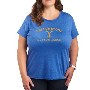 �A�j���L�����N�^�[ ���f�B�[�X �g�b�v�X T�V���c �v���X�T�C�Y ���S �O���t�B�b�N Licensed Character Plus Yellowstone Y Dutton Ranch Logo Graphic Tee Blue �u���[
