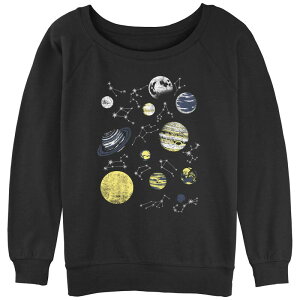 �A�j���L�����N�^�[ ���f�B�[�X �g�b�v�X T�V���c �p�C�� Licensed Character Juniors' Planets & Zodiac Star Constellationslouchy Terry Black �u���b�N