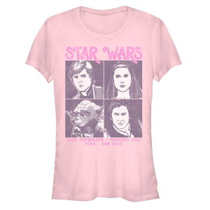 �A�j���L�����N�^�[ ���f�B�[�X �g�b�v�X T�V���c �G���p�C�A Licensed Character Juniors' Star Wars Empire Strikes Back Rebel Characters Boxes Fitted Tee Light Pink �s���N