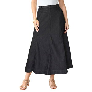 ���A�}���Y ���f�B�[�X �{�g���X�J�[�g A ���C�� �v���X�T�C�Y �g�[�� �}�L�V Roaman's Women's Plusize Tall Plusize Perfect Fit Stretch A Line Maxi Skirt Black Denim �u���b�N