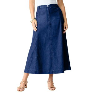 ���A�}���Y ���f�B�[�X �{�g���X�J�[�g A ���C�� �v���X�T�C�Y �g�[�� �}�L�V Roaman's Women's Plusize Tall Plusize Perfect Fit Stretch A Line Maxi Skirt Dark Wash