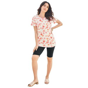 ���A�}���Y ���f�B�[�X �g�b�v�X T�V���c �N���[�l�b�N �v���X�T�C�Y �R�b�g�� Roaman's Women's Plusize Cotton Ultimate Crewneck Tee Sunset Coral Sea �R�[����