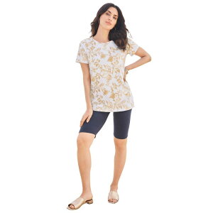 ���A�}���Y ���f�B�[�X �g�b�v�X T�V���c �N���[�l�b�N �v���X�T�C�Y �R�b�g�� Roaman's Women's Plusize Cotton Ultimate Crewneck Tee White Wildflowers �z���C�g