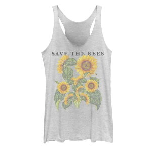 �A���u�����f�b�h ���f�B�[�X �g�b�v�X T�V���c �O���t�B�b�N Unbranded Juniors' Sunflower Bees Graphic Tank Top White Heather �z���C�g