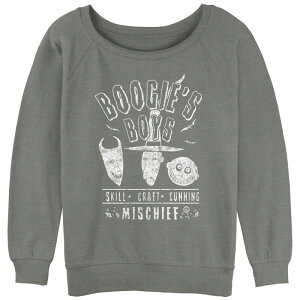 �y���������z �f�B�Y�j�[ ���f�B�[�X T�V���c �g�b�v�X Disney's The Nightmare Before Christmas Boogie's Boys Juniors' Graphic Slouchy Terry Gray Heather