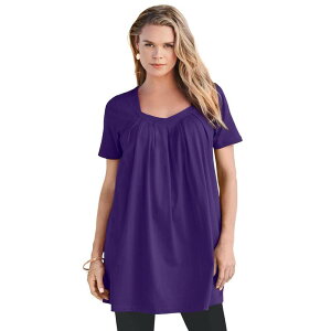 ���A�}���Y ���f�B�[�X �g�b�v�X T�V���c �v���X�T�C�Y Roaman's Women's Plusize Ultimate Pleatneck Tunic Midnight Violet �o�C�I���b�g