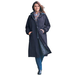 �E�[�}�� �E�B�Y�C�� ���f�B�[�X �A�E�^�[ �W���P�b�g�E�u���]�� �v���X�T�C�Y Woman Within Plusize Long Hooded Taslon Jacket Navy �l�C�r�[