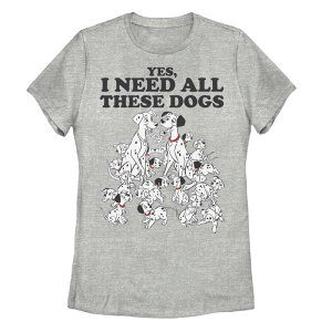 �f�B�Y�j�[ ���f�B�[�X �g�b�v�X T�V���c �O���t�B�b�N Disney's 101 Dalmatians Yes I Need All These Dogs Juniors' Graphic Tee Athletic Heather �w�U�[
