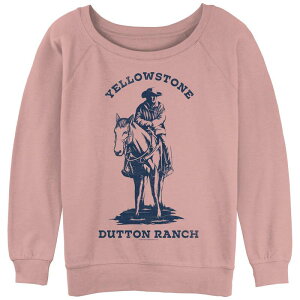 �A�j���L�����N�^�[ ���f�B�[�X �g�b�v�X T�V���c �p�C�� ���S Licensed Character Juniors' Yellowstone Dutton Ranch Montana John Dutton Logo Slouchy Terry Desert Pink �s���N
