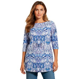 ���A�}���Y ���f�B�[�X �g�b�v�X T�V���c �v���X�T�C�Y �R�b�g�� Roaman's Women's Plusize Cotton Ultimate Boatneck Tunic With Side Slits French Blue Mirrored �u���[