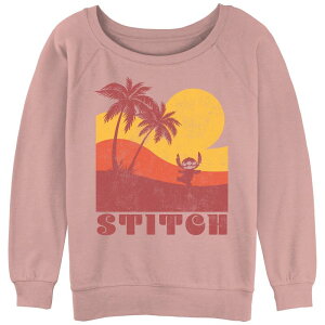 �y���������z �f�B�Y�j�[ ���f�B�[�X T�V���c �g�b�v�X Disney's Juniors' Lilo & Stitch Sunset Slouchy Terry Desert Pink