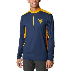 �y���������z �A���u�����f�b�h ���f�B�[�X �W���P�b�g�E�u���]�� �A�E�^�[ Men's Columbia Navy West Virginia Mountaineers Tech Trail Omni-Shade Quarter-Zip Top Wvu Navy