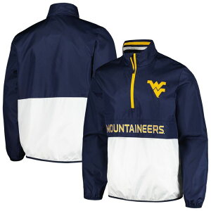 �y���������z G-III ���f�B�[�X �W���P�b�g�E�u���]�� �A�E�^�[ Men's G-III Sports by Carl Banks Navy West Virginia Mountaineers CornermanHalf-Zip Top Wvu Navy
