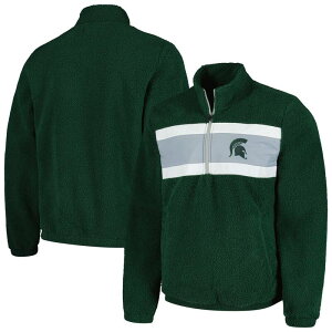 �y���������z G-III ���f�B�[�X �W���P�b�g�E�u���]�� �A�E�^�[ Men's G-III Sports by Carl Banks Green Michigan State Spartans Pinch Runner Half-Zip Top Msu Green